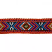 Galon fantaisie ethnique losanges 18 mm Rouge/Green Turquoise x50cm