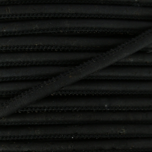 Cordon liège surpiqué 3 mm Noir x 50cm