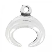 Breloque forme demi-lune ou corne 17.5 mm Placage Argent fin vieilli x1