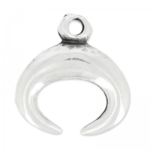 Breloque forme demi-lune ou corne 17.5 mm Placage Argent fin vieilli x1