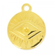 Breloque oeil porte-bonheur à strasser 19 mm Doré à l'or fin x1