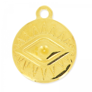 Breloque oeil porte-bonheur à strasser 19 mm Doré à l'or fin x1