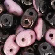 SuperDuo Duet 2,5x5 mm Bicolore Black/Opaque Light Rose Ceramic Look  x10g