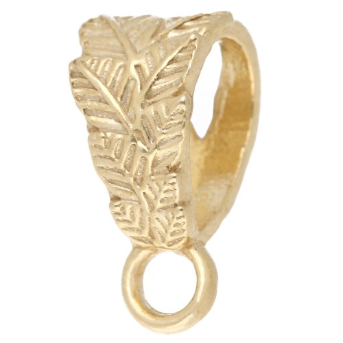 Attache pendentif décor feuille 12 mm - Argent 925 doré à l'or fin x1