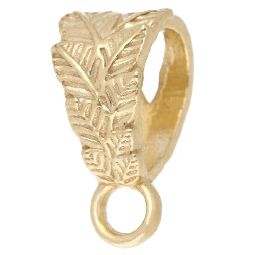 Attache pendentif décor feuille 12 mm - Argent 925 doré à l'or fin x1