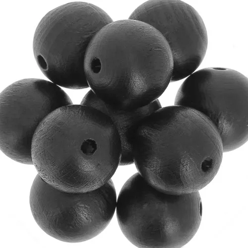 Perles rondes en bois 20 mm - Noir x5