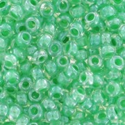 Perles rocailles Preciosa 9/0 2.5 mm - Crystal interieur vert x20g