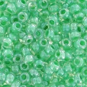 Perles rocailles Preciosa 9/0 2.5 mm - Crystal interieur vert x20g