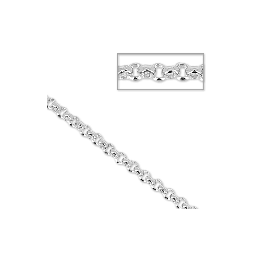 Chaîne Jaseron Ancienne En Argent Massif XIXème Siècle - Épaisseur 3,3mm - Longueur 65cm - Très Bon état