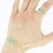 Chaîne maille chevron en épis résine époxy 6.3 mm Corail Fluo doré x 20cm