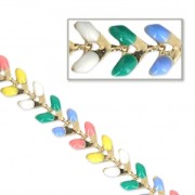 Chaîne maille chevron en épis résine époxy 6.3 mm Lavender/Jaune/Rose doré x 20cm|raw }}