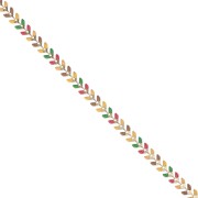 Chaîne maille chevron en épis résine époxy 6.3 mm Moutarde/Rouge/Vert doré x 20cm|raw }}