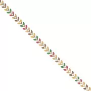 Rouge - Chaîne maille chevron en épis résine époxy 6.3 mm Moutarde/Rouge/Vert doré x 20cm Chaîne maille chevron en épis résine époxy 6.3 mm Moutarde/Rouge/Vert doré x 20cm