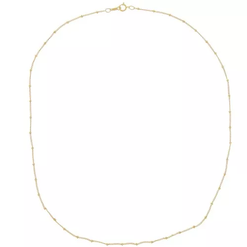Collier maille Gourmette alternée perles rondes 2 mm Gold filled (or laminé) x52cm