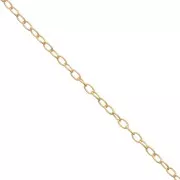 Chaîne fine maille Forçat ovale 1.3 mm - Doré à l'or fin x1m