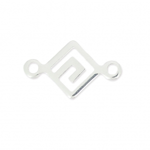 Intercalaire rhombus 2 anneaux 15.5x9 mm Placage argent fin x1