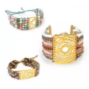 Intercalaire martelé 9 rangs 21x37.5 mm doré rose satiné x1