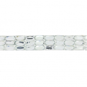 Ruban strass baguette 3 rangs thermocollant 15 mm Crystal x50cm