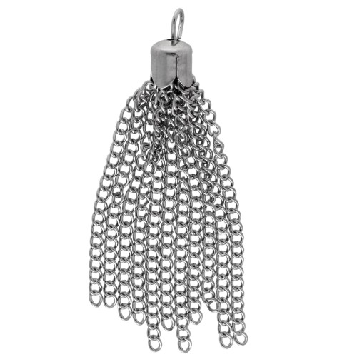 Pompon chainette 55 mm - Rhodié x1