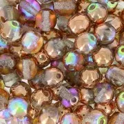 Perles en verre tchèque rondes 4 mm Crystal Copper Rainbow x50