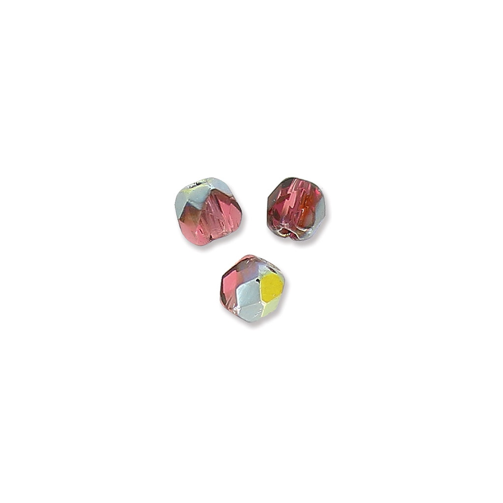 Lot De 25 Perles Facettées Bohème 6mm - Couleur Fuchsia Comet Argent Light, Marque Preciosa, France