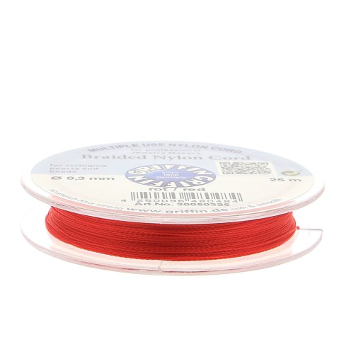 Fil de jade / Fil nylon tressé européen Griffin 0.3 à 0.5 mm Red x25m