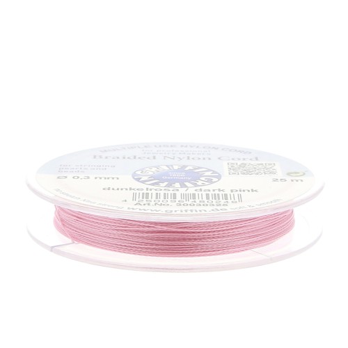 Fil de jade / Fil nylon tressé européen Griffin 0.3 à 0.5 mm Dark Pink x25m