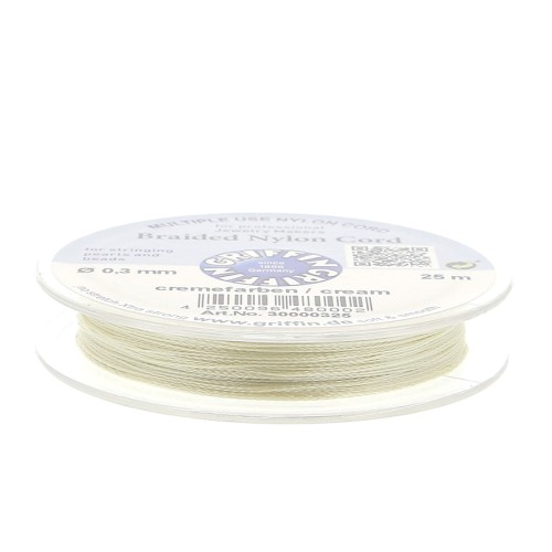 Fil de jade / Fil nylon tressé européen Griffin 0.3 à 0.5 mm Cream x25m