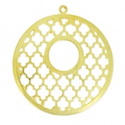 Pendentif rond ajouré motif oriental 47.5 mm Doré à l'or fin x1