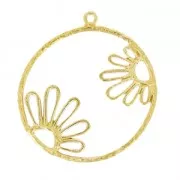 Pendentif rond filigrané motif fleur 28 mm Doré à l'or fin x1