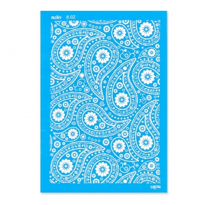 Silk Screen Moiko pour Pâte polymère 74x105 mm - Motif goutte orientale paisley 8.02
