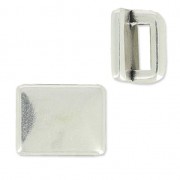 Poussoir slider rectangle pour lacet 5 mm Placage Argent fin vieilli x1