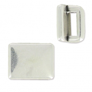 Poussoir slider rectangle pour lacet 5 mm Placage Argent fin vieilli x1