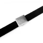 Poussoir slider rectangle pour lacet 5 mm Placage Argent fin vieilli x1