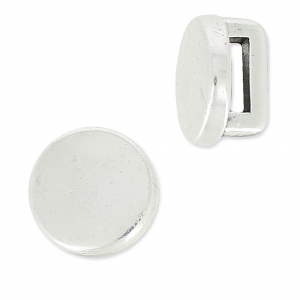Poussoir slider rond pour lacet 5 mm Placage Argent fin vieilli x1