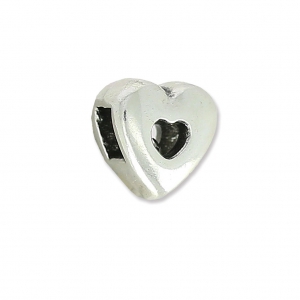 Poussoir slider coeur pour lacet 3 mm Placage Argent fin vieilli x1