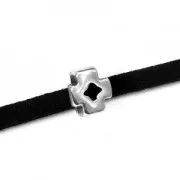 Poussoir slider croix pour lacet 3 mm Placage Argent fin vieilli x1