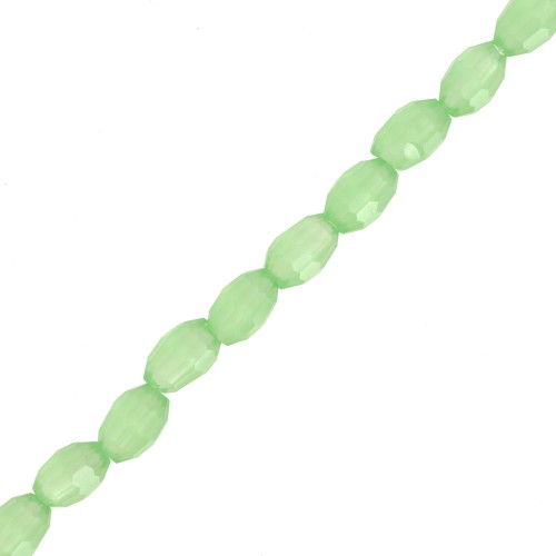 Perles en verre grains de riz facettés 6x4 mm Lichen x 40cm