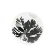 Perle ronde en céramique motif fleur 10 mm Blanc/Noir x1
