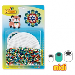 Kit plaque ronde chien en perles à repasser Hama MIDI 5 mm pour enfant