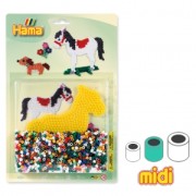 Kit cheval et petit chien en perles à repasser Hama MIDI 5 mm pour enfant|raw }}
