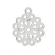 Pendentif ajouré motif fleur 26 mm argenté vieilli x1|raw }}