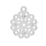 Pendentif ajouré motif fleur 26 mm argenté vieilli x1