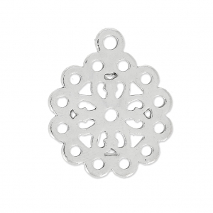 Pendentif ajouré motif fleur 26 mm argenté vieilli x1