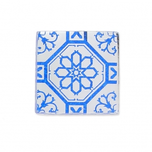Cabochon carré effet miroir 10 mm Crystal motif Azulejos x1