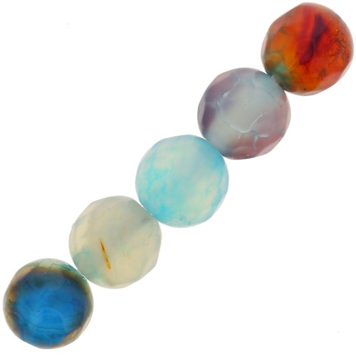 Perles Rondes facettées en agate teintée 6 mm Corn Flower Blue x15