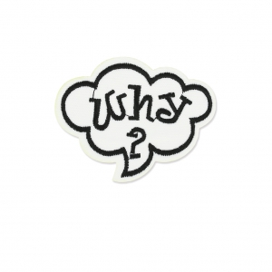 Ecusson Thermocollant Bulle bande dessinée why 74x58 mm Blanc/Noir x1