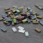 Rectangle Beads Miyuki 4x9 mm RECT-301- Dark Topaz Rainbow Gold Luster x8g