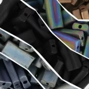 Rectangle Beads Miyuki 4x9 mm RECT-301- Dark Topaz Rainbow Gold Luster x8g