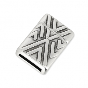 Fermoir aimanté motif chevron 20x14 mm pour lacet 10 mm Placage Argent fin vieilli x1